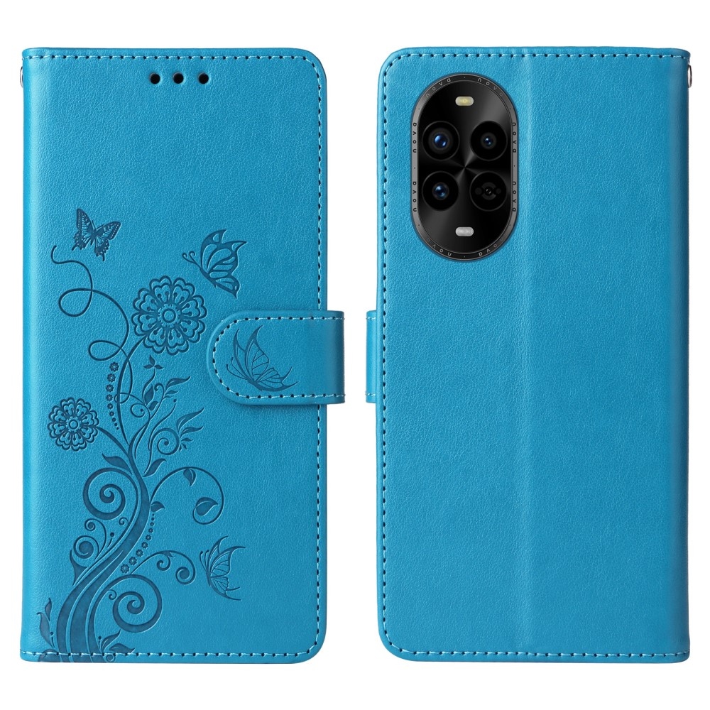 Flowery knižkové puzdro na Huawei Nova 13 Pro 5G - modré