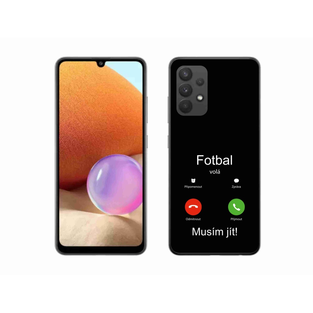 Gélový kryt mmCase na Samsung Galaxy A32 4G - futbal volá čierne pozadie