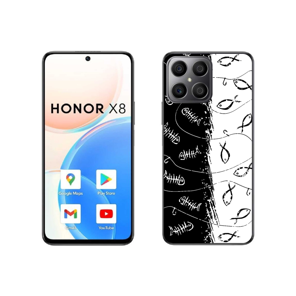 Gélový kryt mmCase na Honor X8 4G - kostry a rybky