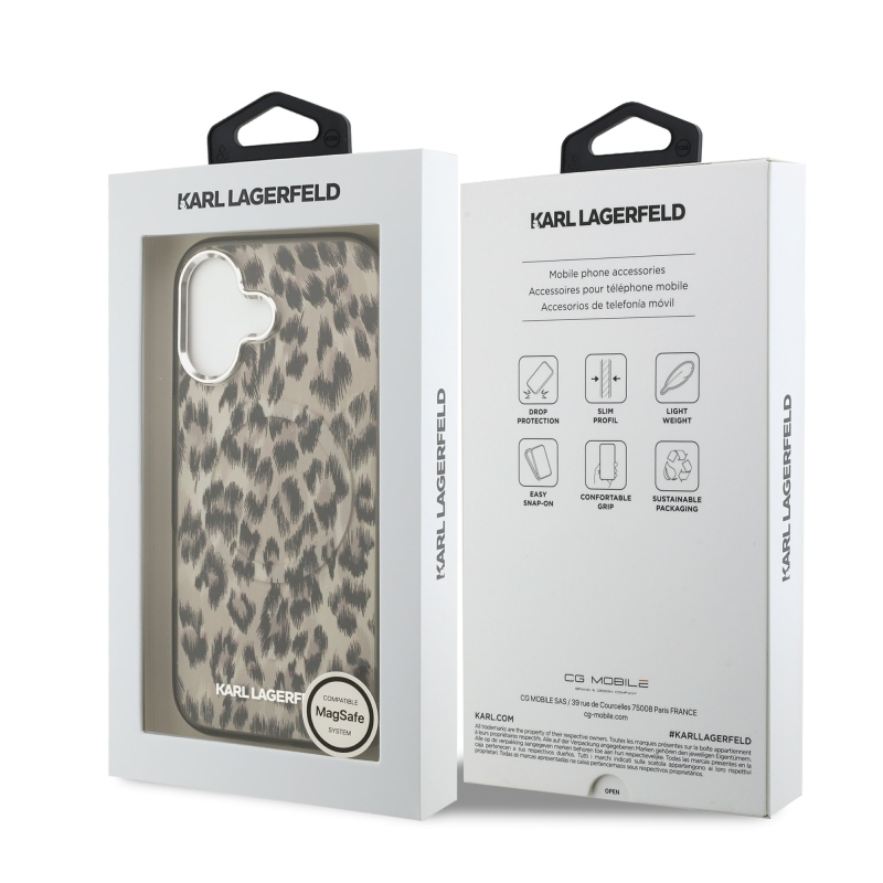 Karl Lagerfeld IML Leopard MagSafe Zadný Kryt pre iPhone 17 Brown