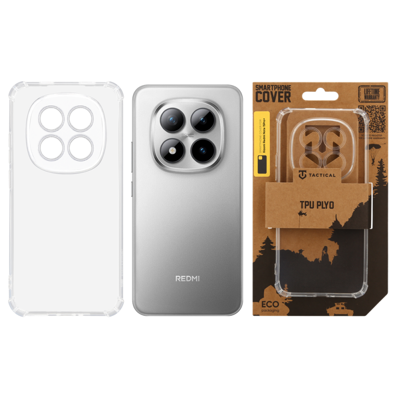 Taktický kryt TPU Plyo pre Xiaomi Redmi Note 15 Pro+ Transparent