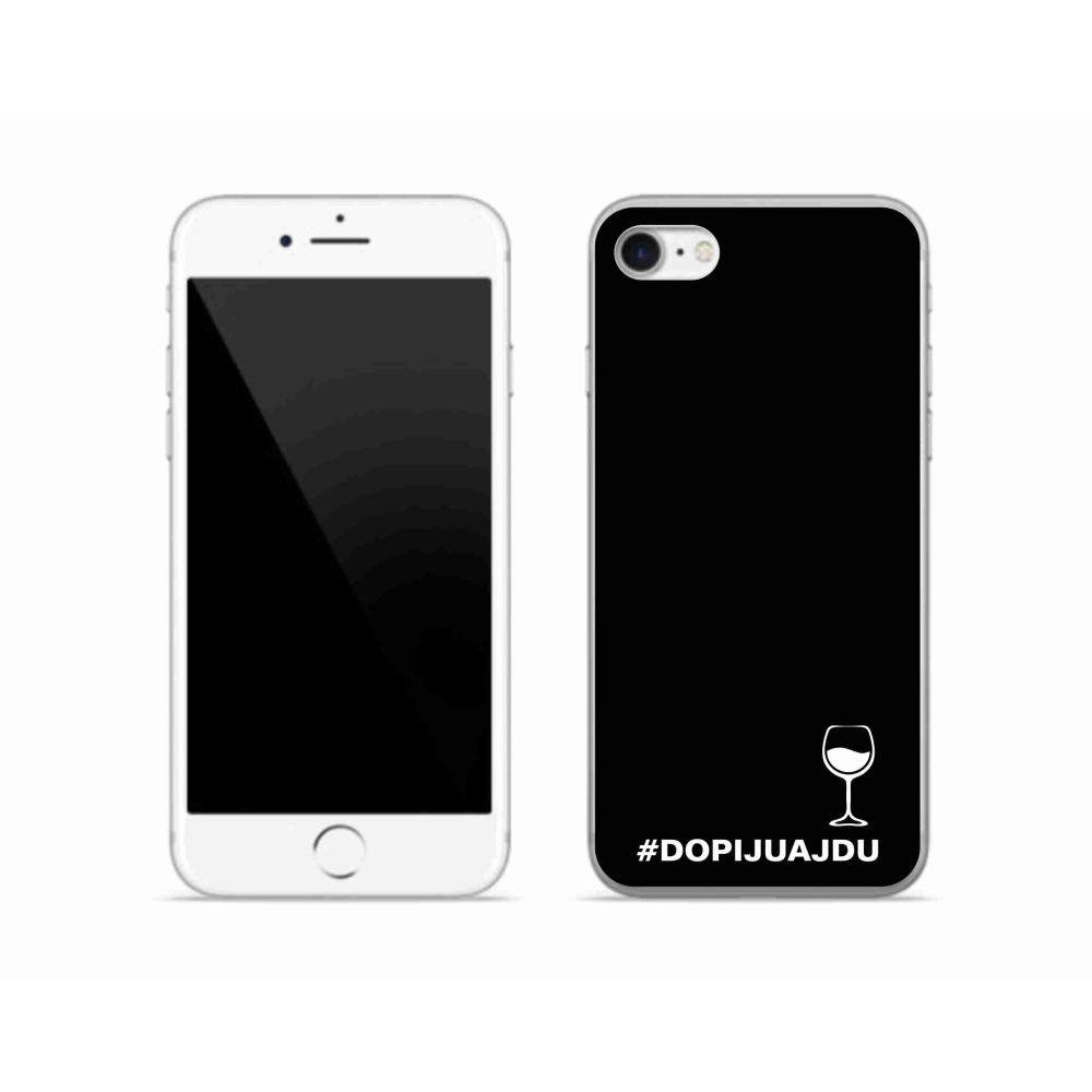 Gélový kryt mmCase na iPhone SE (2020) - vínny motív čierne pozadie