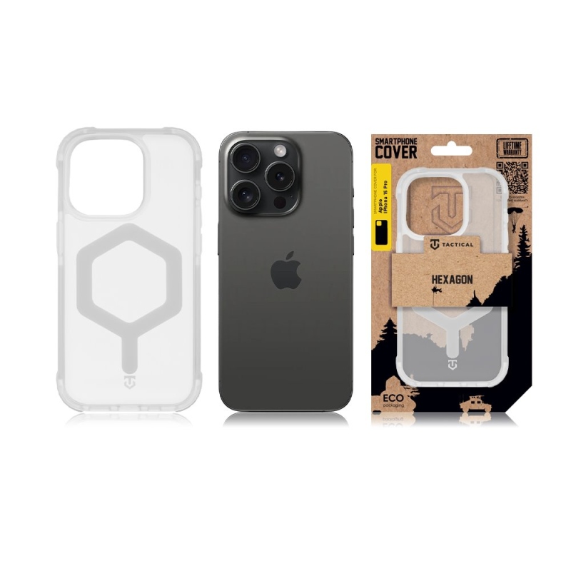 Taktický kryt MagForce Hexagon pre Apple iPhone 15 Pro T-White