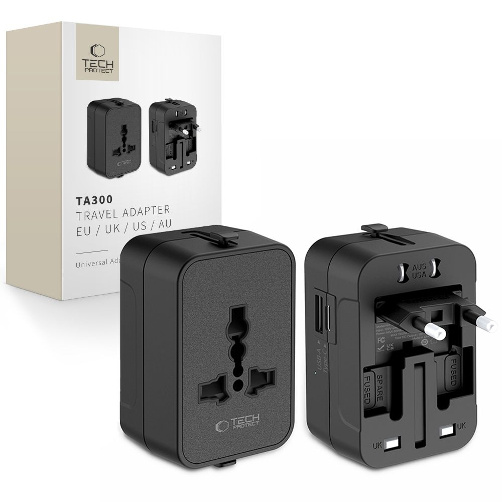 Tech-Protect TA300 univerzálny cestovný adaptér EU/UK/US/AU