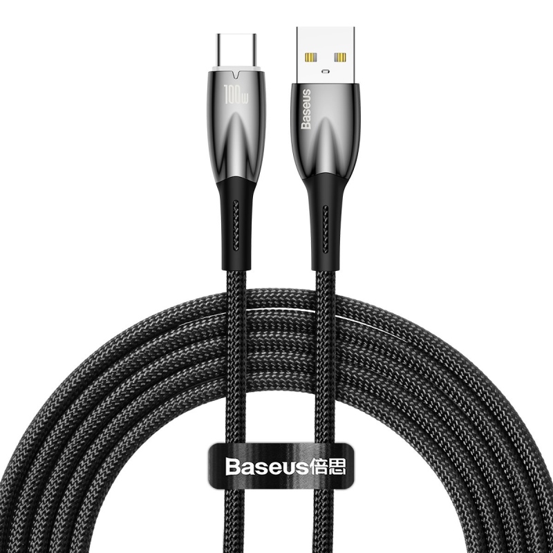 Baseus Glimmer Series Fast Charging Dátový Kábel USB-A - USB-C 100W 2m Black