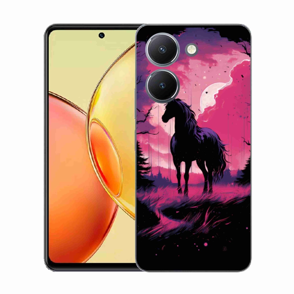 Gélový kryt mmCase na Vivo Y36 - čierny kreslený kôň 1