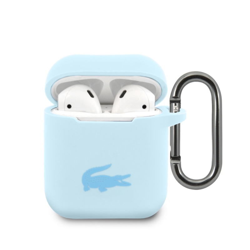 Lacoste Liquid Silicone lesklé puzdro s potlačou loga pre AirPods 1/2 Blue