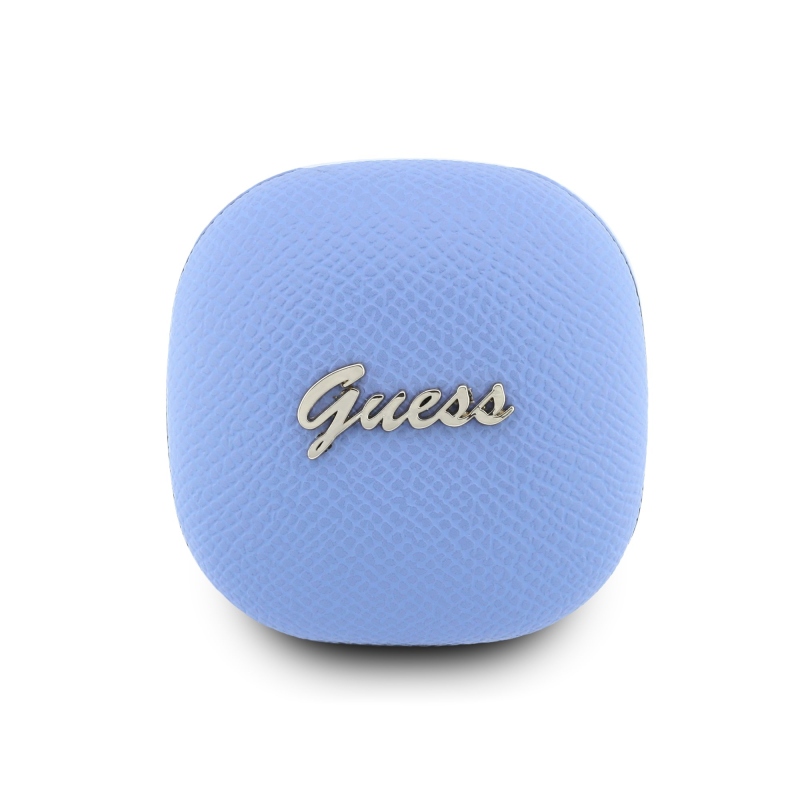 Guess PU Grained Script Metal Logo ENC TWS bezdrôtové slúchadlá, svetlo modré