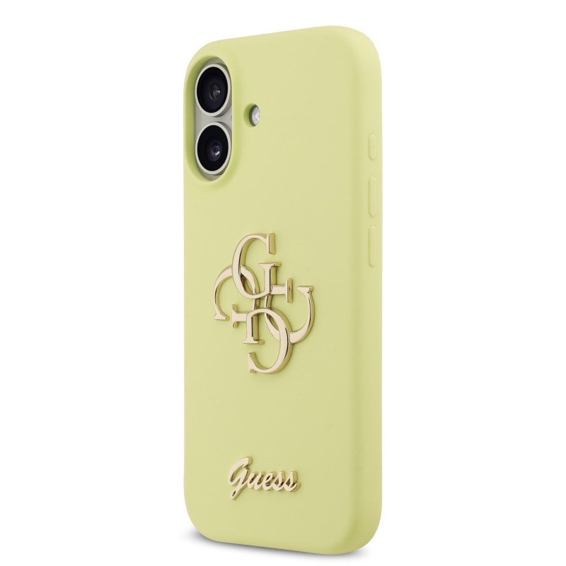 Guess Liquid Silicone 4G Metal Logo Zadný kryt pre iPhone 17 Yellow