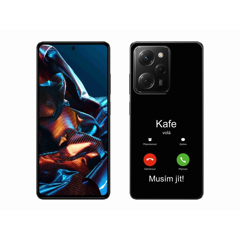 Gélový kryt mmCase na Xiaomi Poco X5 Pro 5G - káva volá čierne pozadie