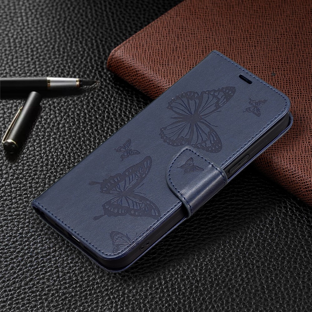 Butterfly knižkové púzdro na Samsung Galaxy A55 5G - tmavomodré