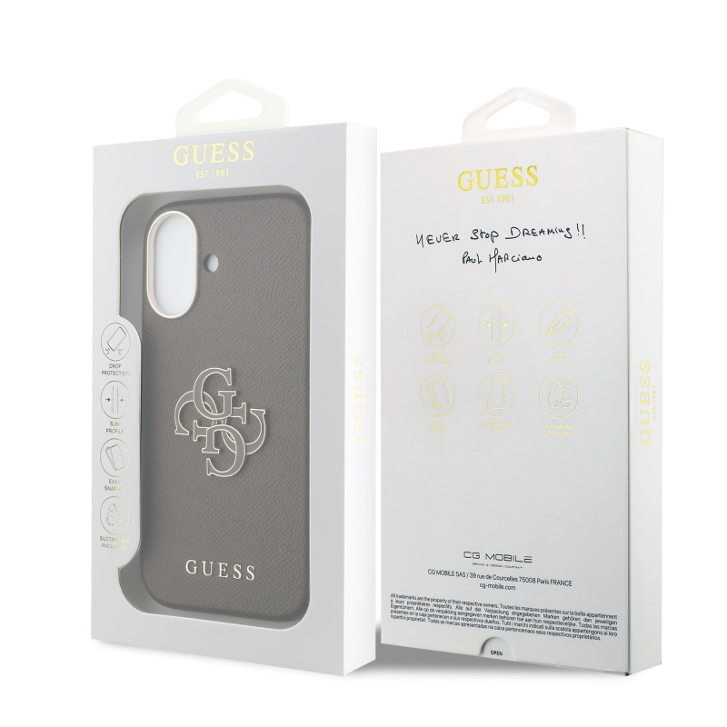 Zadný kryt s logom Guess PU Resin pre iPhone 17 Brown