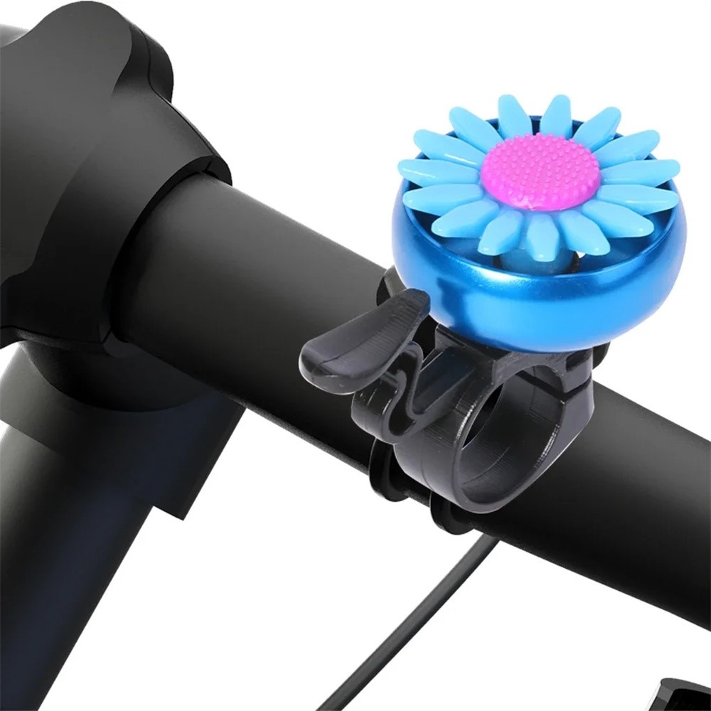 Detský zvonček na bicykel s motívom kvety - modrý