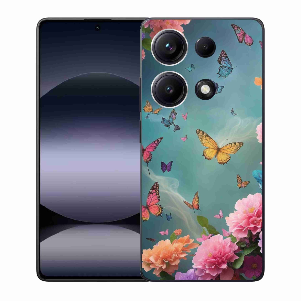 Gélový kryt mmCase na Xiaomi Redmi Note 14S - farebné kvety a motýle