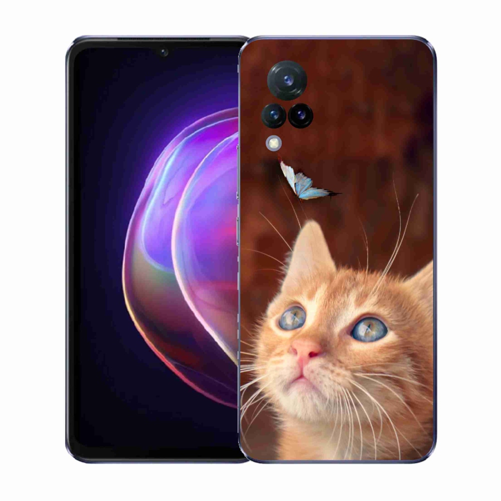 Gélový kryt mmCase na Vivo V21 4G/5G - motýľ a mačiatko
