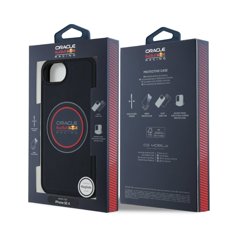 Red Bull PU Leather Red Ring MagSafe Zadný Kryt pre iPhone 16e Navy