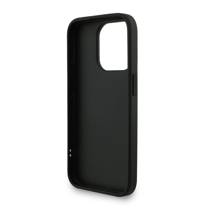 Guess PU 4G Metal Logo Strap Zadný Kryt pre iPhone 15 Pro Max Black