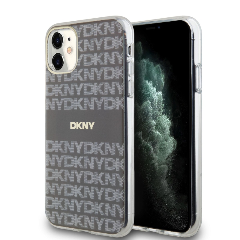 DKNY PC/TPU Repeat Pattern Tonal Stripe Magsafe Zadný Kryt pre iPhone 11 Beige