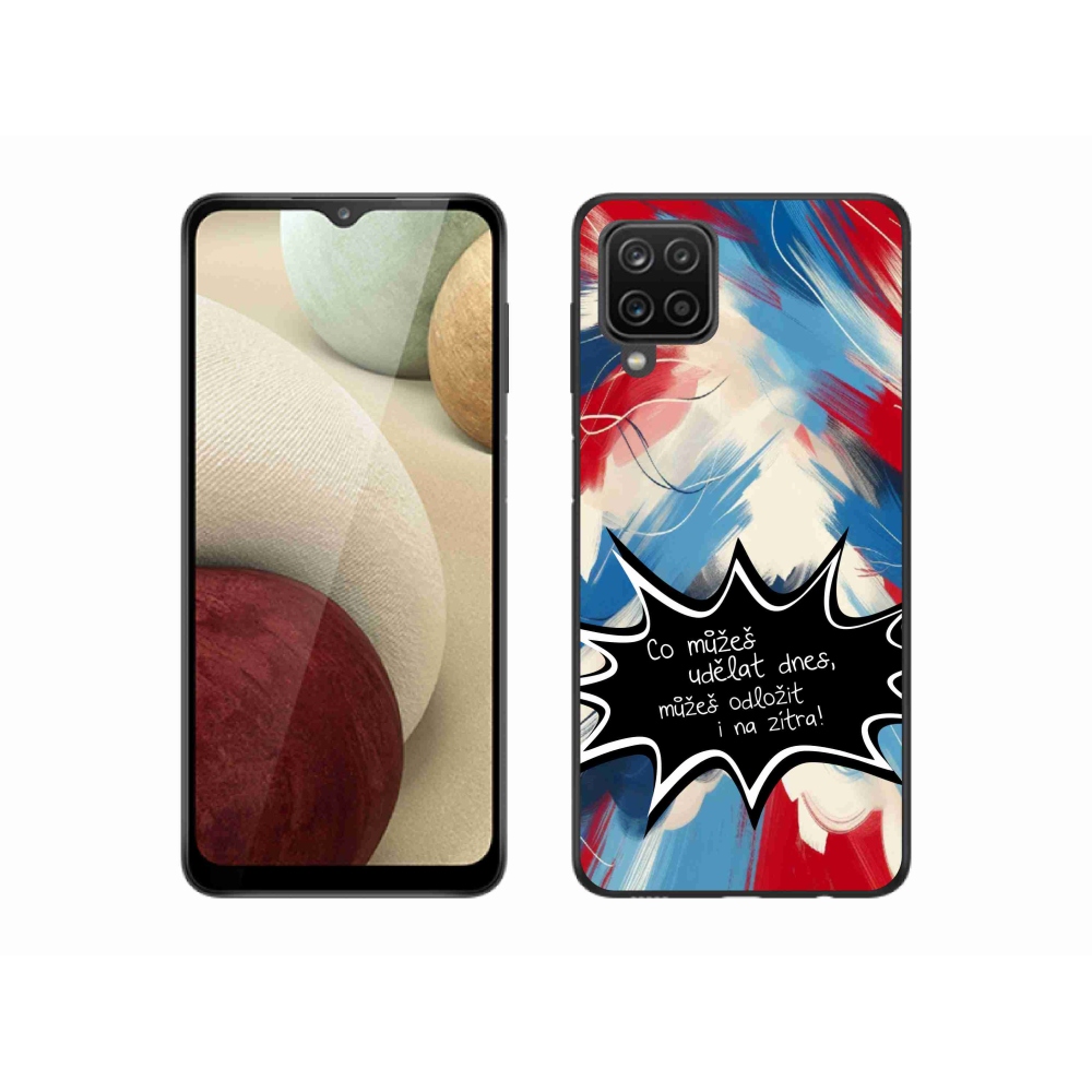 Gélový kryt mmCase na Samsung Galaxy A12 - vtipný text 9 čierne pozadie