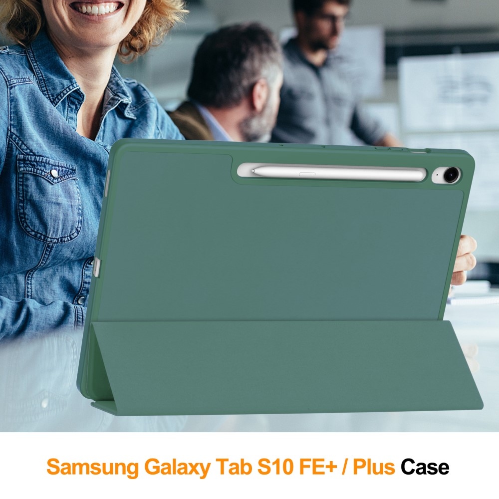 Cases chytré zatváracie púzdro na Samsung Galaxy Tab S10 FE+ - tmavozelené