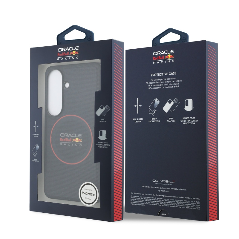 Zadný kryt Red Bull PU Leather Meshed Red Ring Magnetic pre Samsung Galaxy S26+ Navy