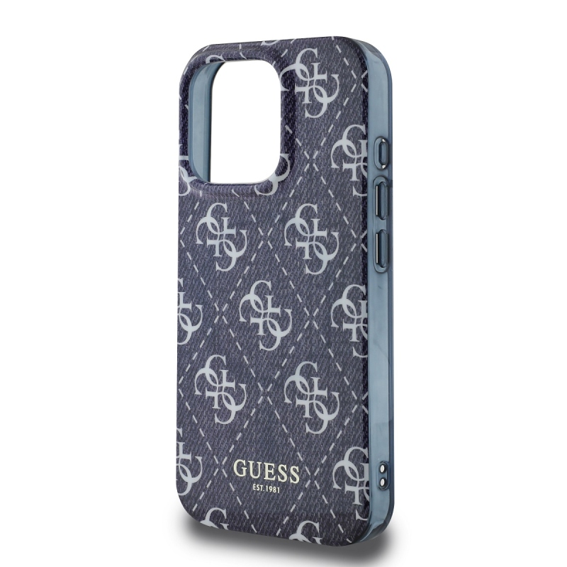 Guess IML Denim Effect MagSafe Zadný Kryt pre iPhone 16 Pro Max Dark Blue