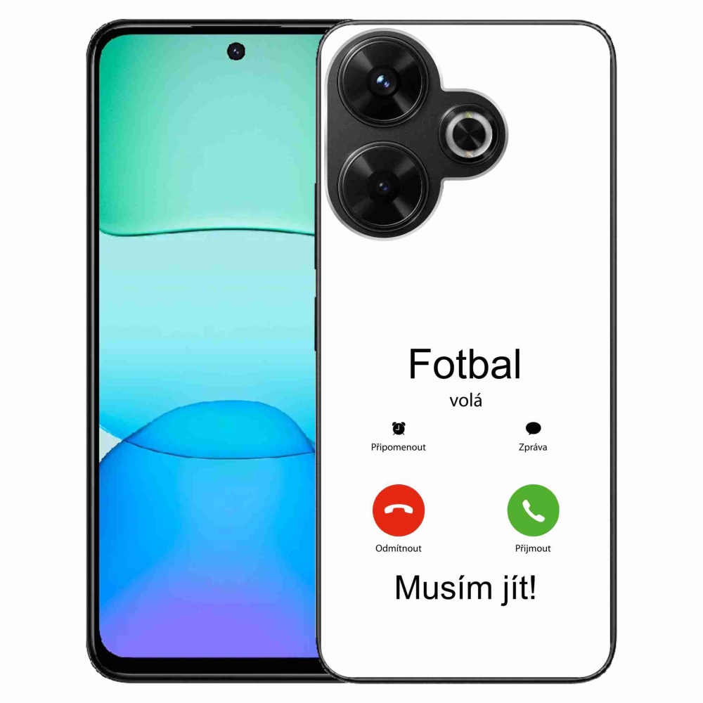 Gélový kryt mmCase na Xiaomi Redmi 13 4G/Poco M6 4G - futbal volá biele pozadie