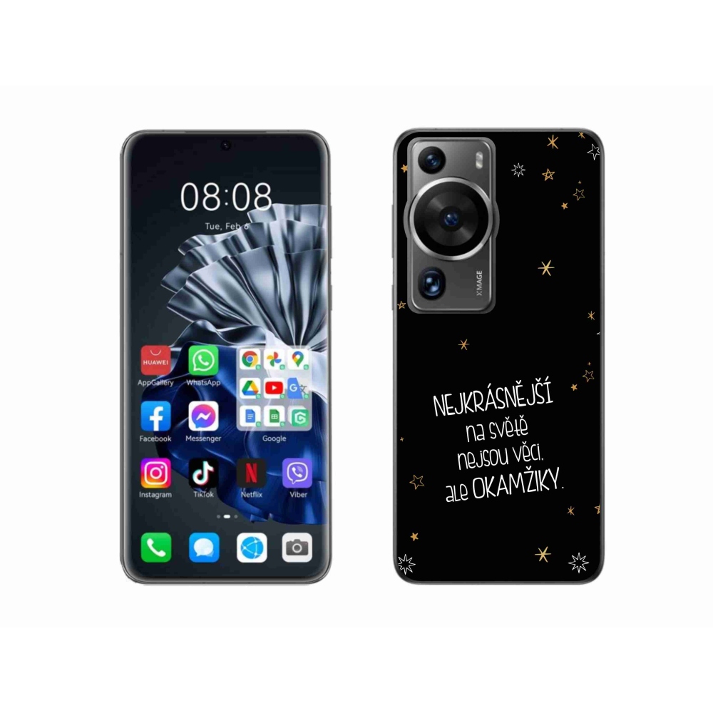 Gélový kryt mmCase na Huawei P60 Pro - citát 4 čierne pozadie