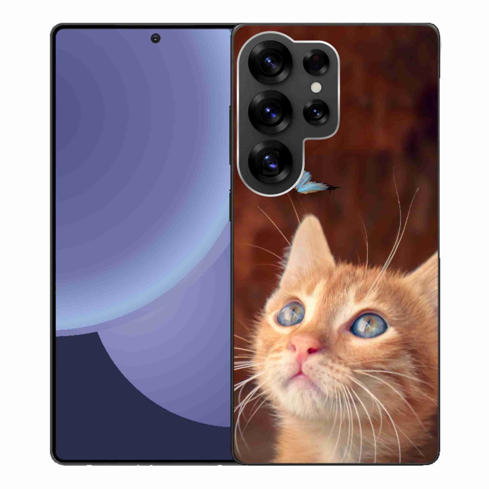 Gélový kryt mmCase na Samsung Galaxy S25 Ultra - motýľ a mačiatko