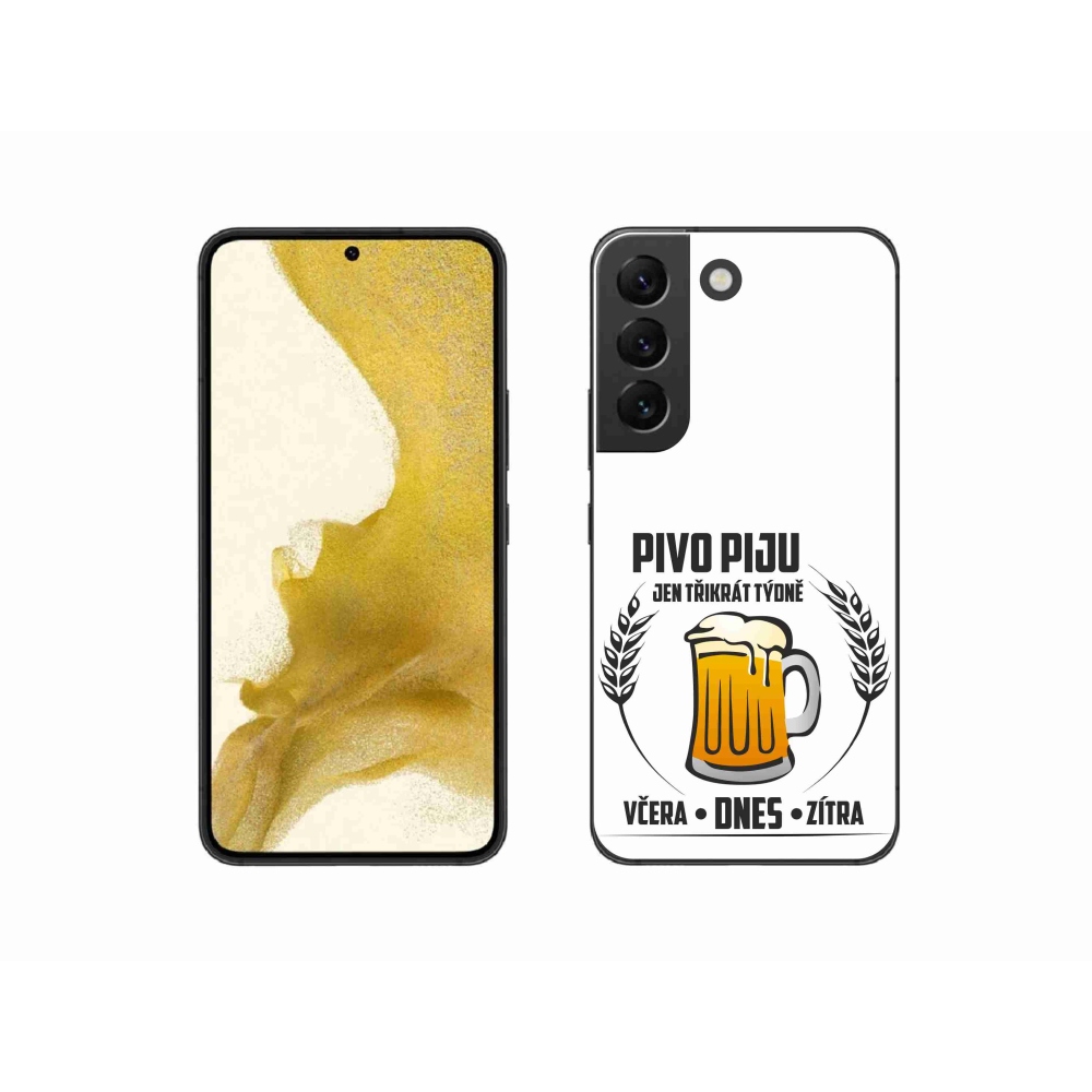 Gélový kryt mmCase na Samsung Galaxy S22 5G - pivný motív biele pozadie