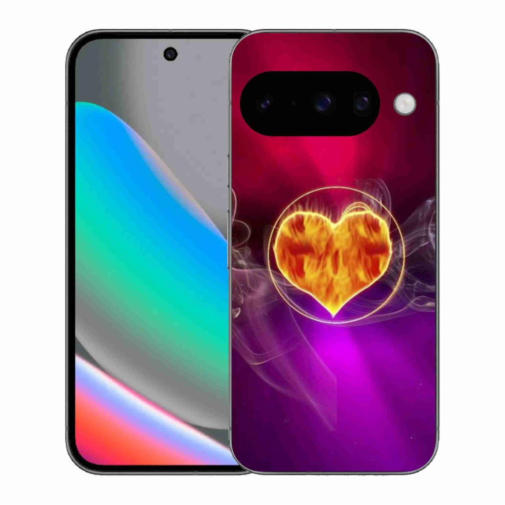 Gélový kryt mmCase na Google Pixel 10 - ohnivé srdce