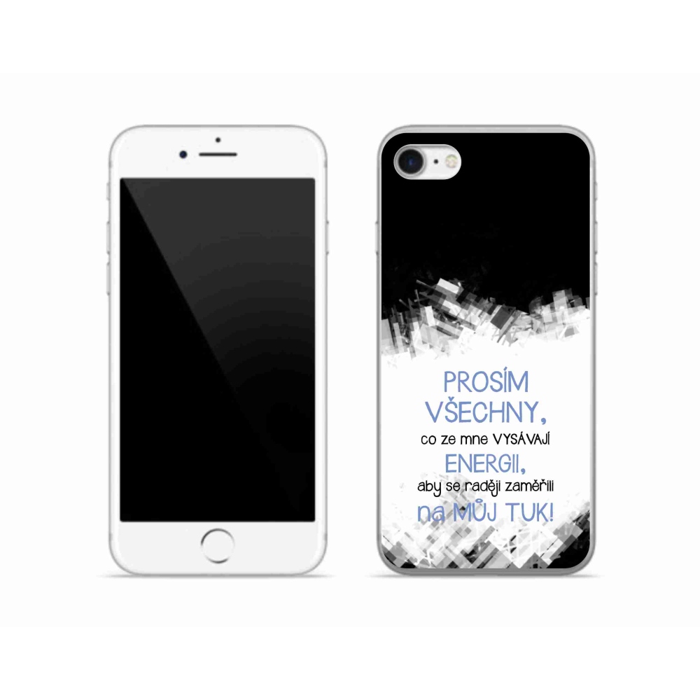 Gélový kryt mmCase na iPhone SE (2020) - vtipný text 1 modrý