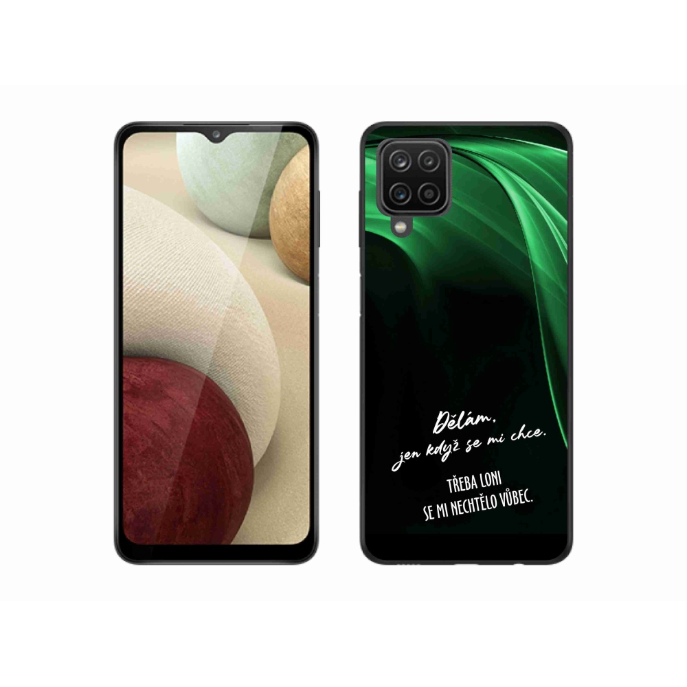 Gélový kryt mmCase na Samsung Galaxy A12 - vtipný text 12 čierne pozadie