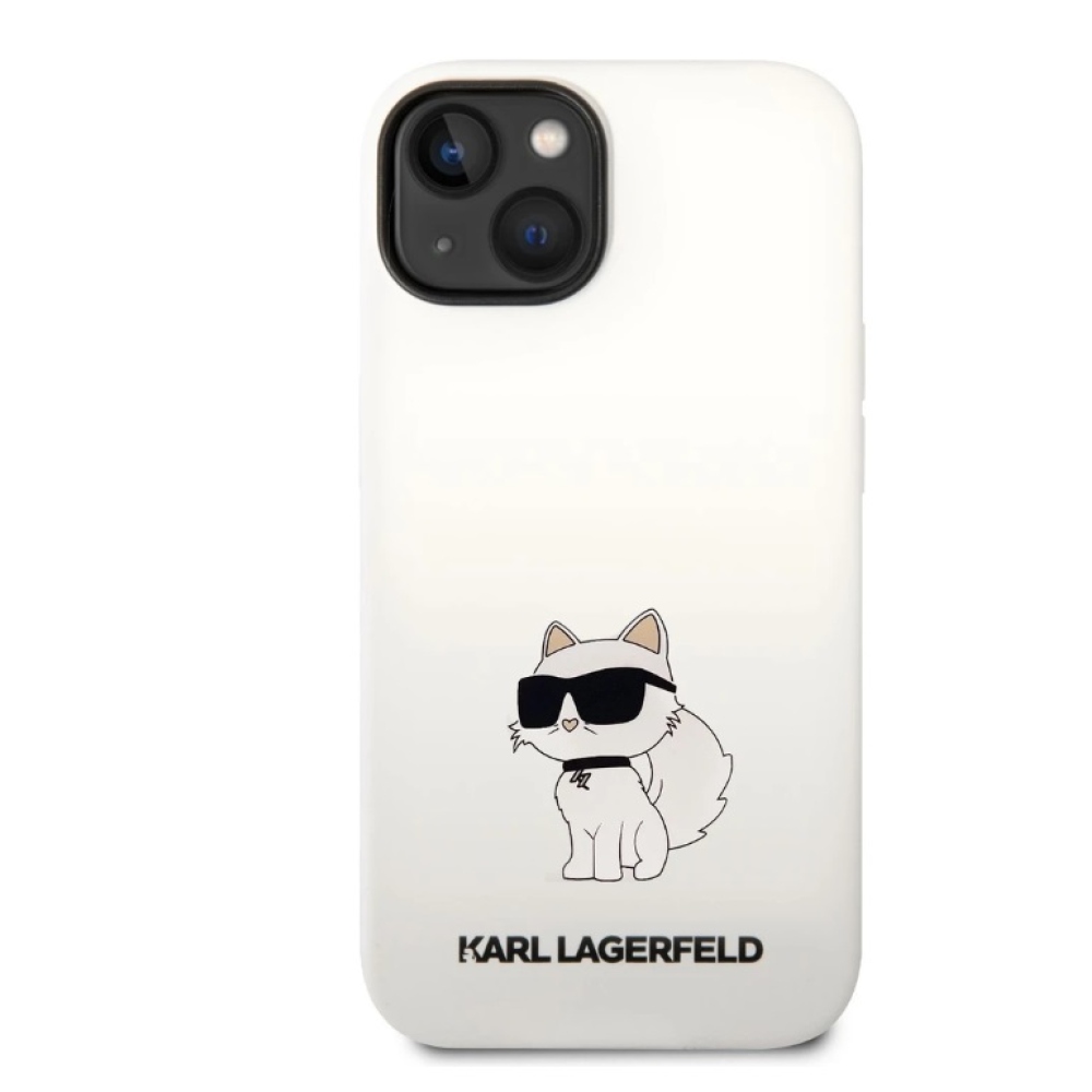 Karl Lagerfeld Liquid Silicone Choupette NFT kryt iPhone 14 biely