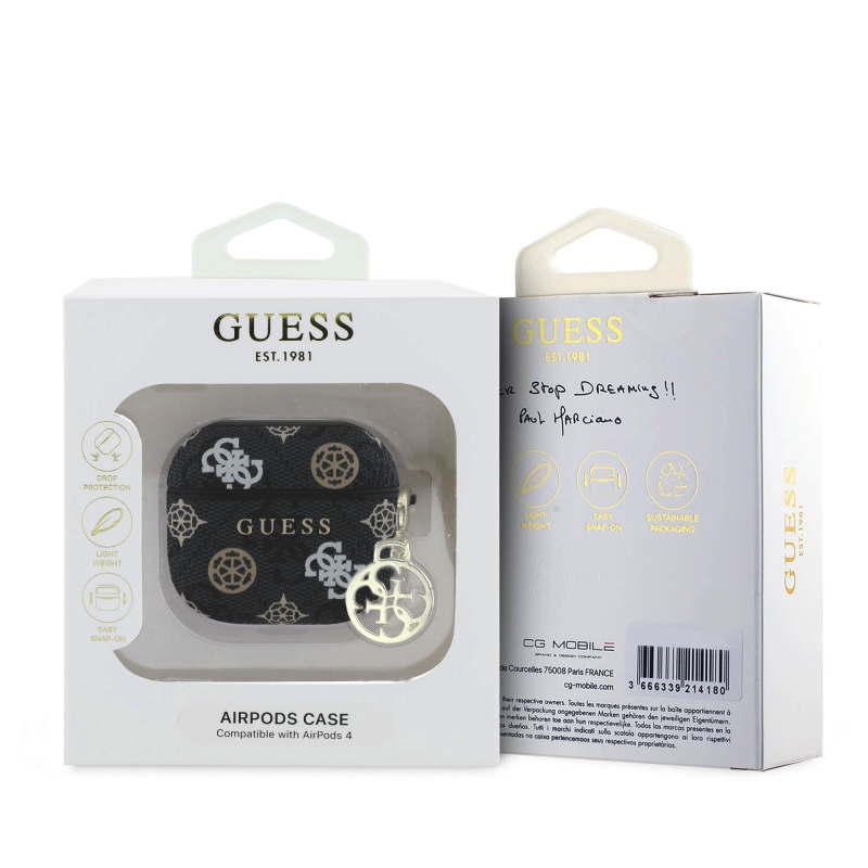 Guess PU 4G Peony Charm Puzdro pre AirPods 4 Black