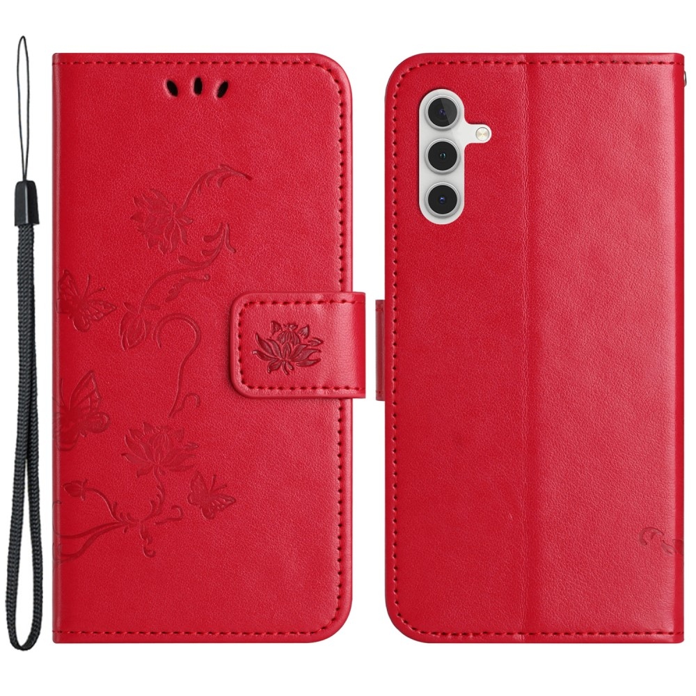 Flower knižkové púzdro na Samsung Galaxy A55 5G - červené