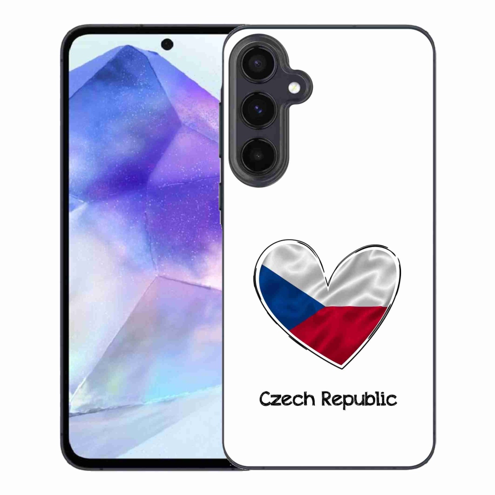 Gélový kryt mmCase na Samsung Galaxy A55 5G - vlajka srdca biele pozadie