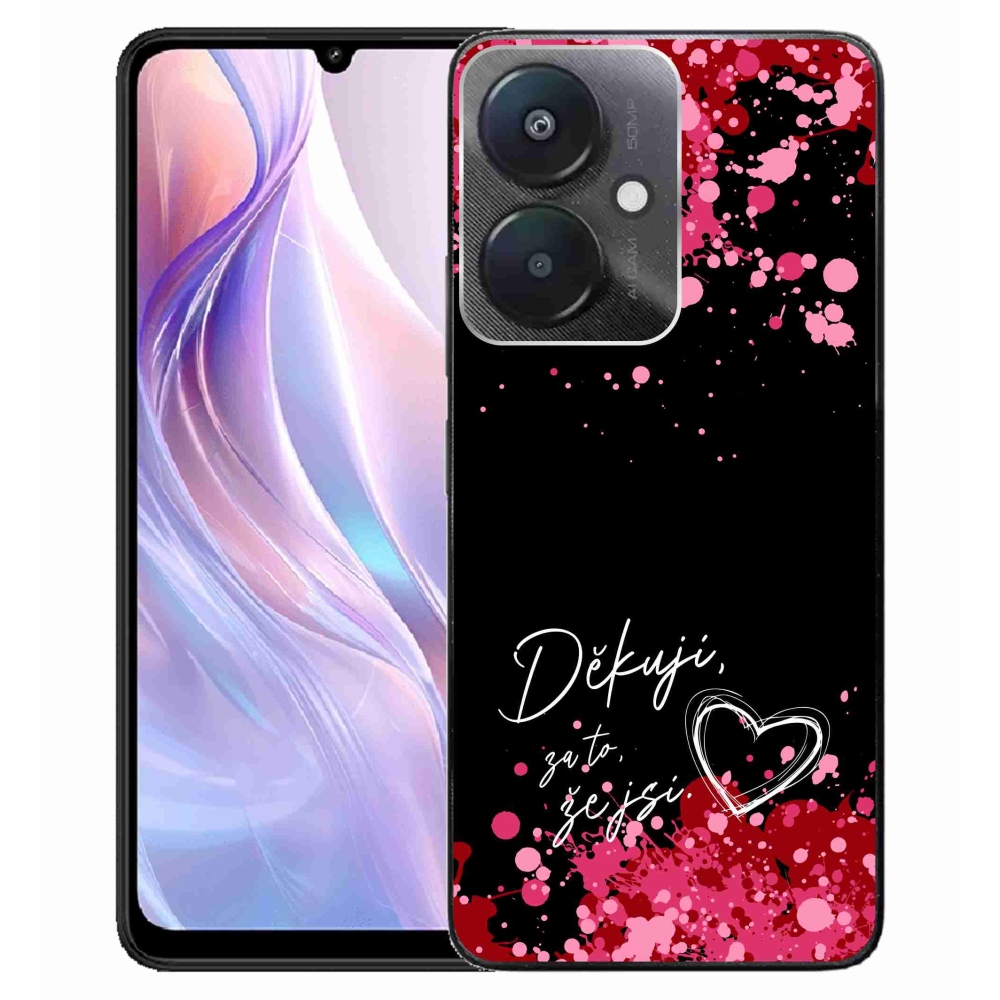 Gélový kryt mmCase na Xiaomi Redmi 13C 5G - zamilovaný text 2 čierne pozadie