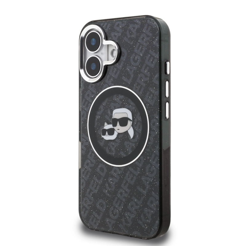 Karl Lagerfeld IML K&CH Heads Repeated Logo MagSafe Zadný Kryt pre iPhone 16 Black