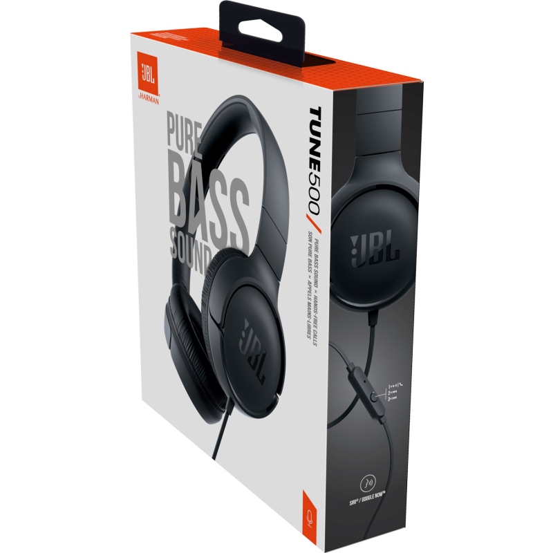 Slúchadlá s mikrofónom JBL T500 Tune, čierne