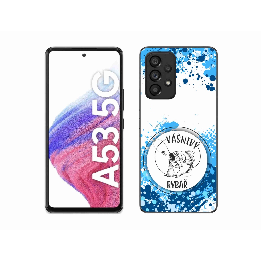 Gélový kryt mmCase na Samsung Galaxy A53 5G - vášnivý rybár biele pozadie