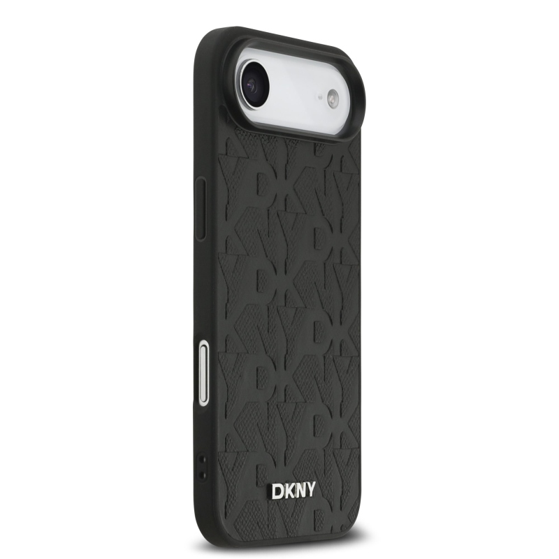 DKNY PU kožený zadný kryt Magsafe so vzorom mriežky pre iPhone Air Black
