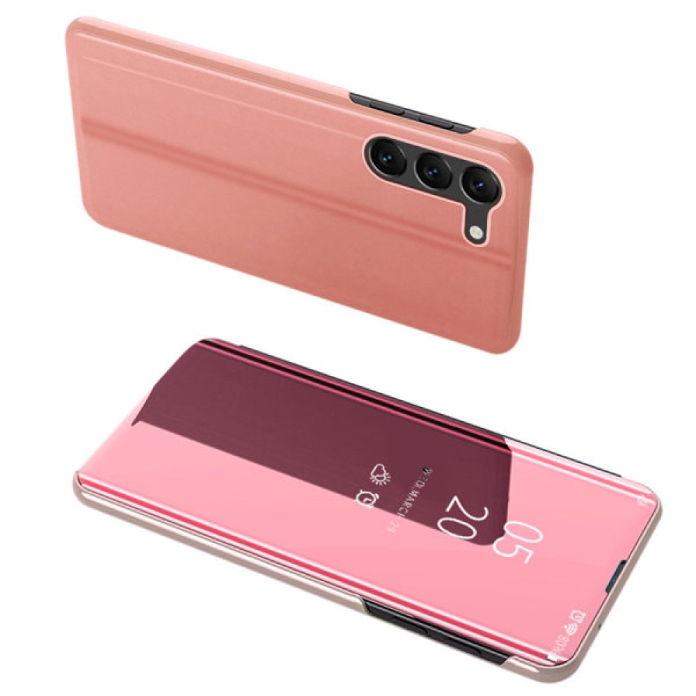 Clear zatvárací kryt s priehľadným predkom na Samsung Galaxy S23+ - ružový