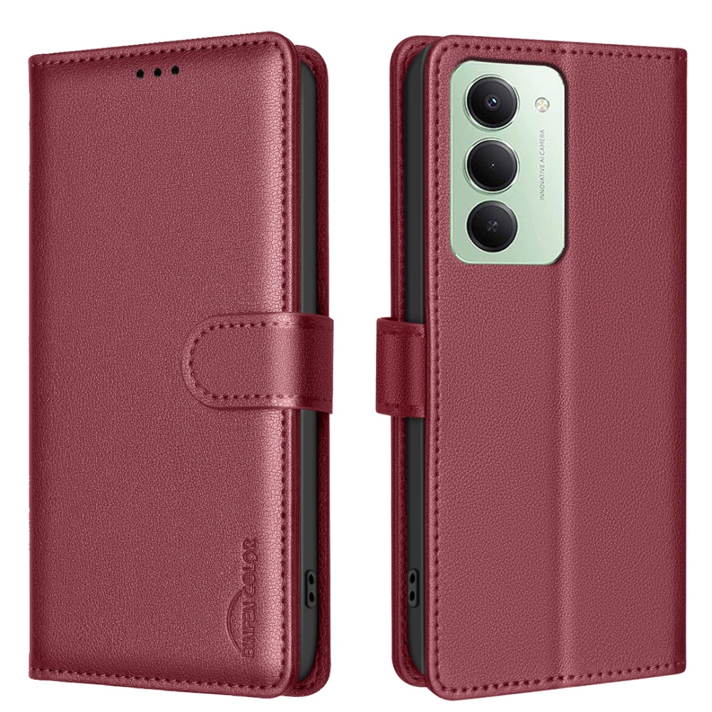 BINFEN knižkové púzdro na Xiaomi Redmi 15 5G (169mm) - červené