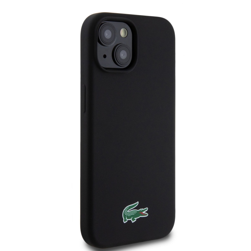 Lacoste Liquid Silicone Microfiber Croc Logo Magsafe Zadný kryt pre iPhone 15 Black