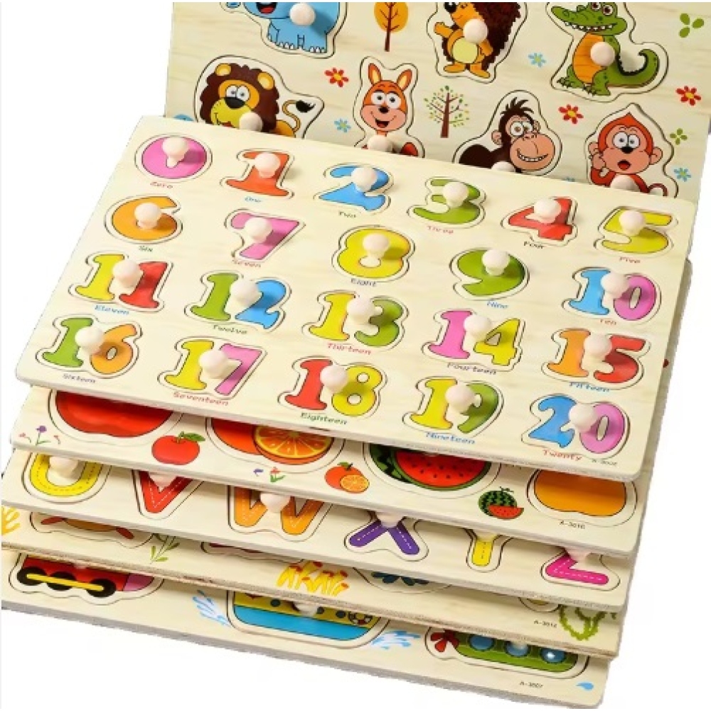 Drevené detské puzzle s úchytom - zelenina