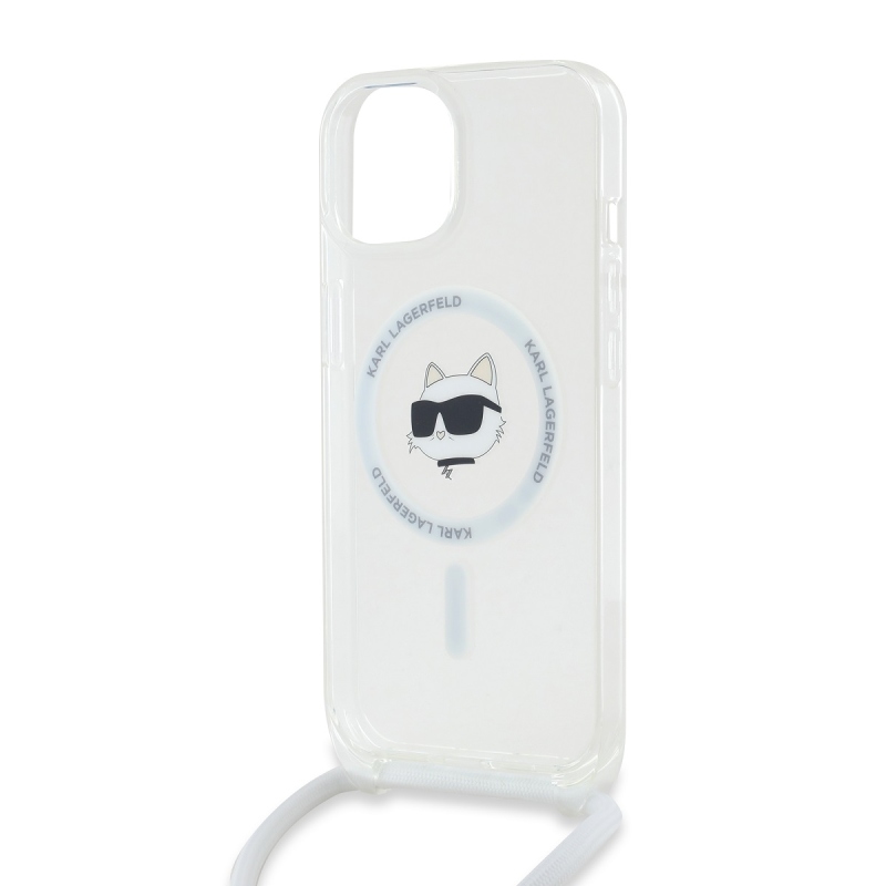 Karl Lagerfeld IML Crossbody Chúpette Head Magsafe Zadný Kryt pre iPhone 15 Transparent