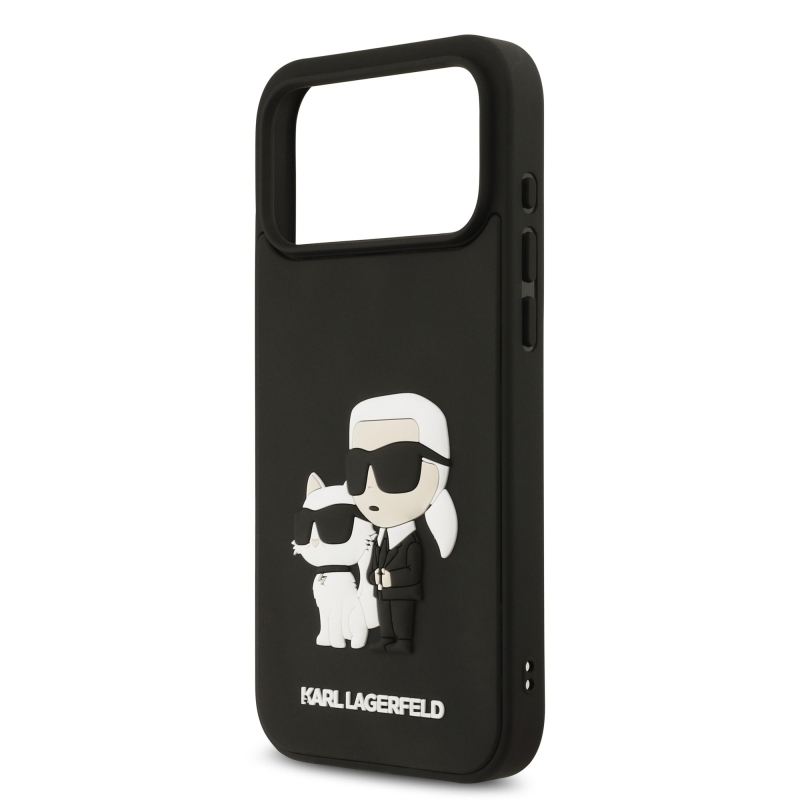 Karl Lagerfeld 3D gumový zadný kryt Karl and Choupette pre iPhone 17 Pro Max Black