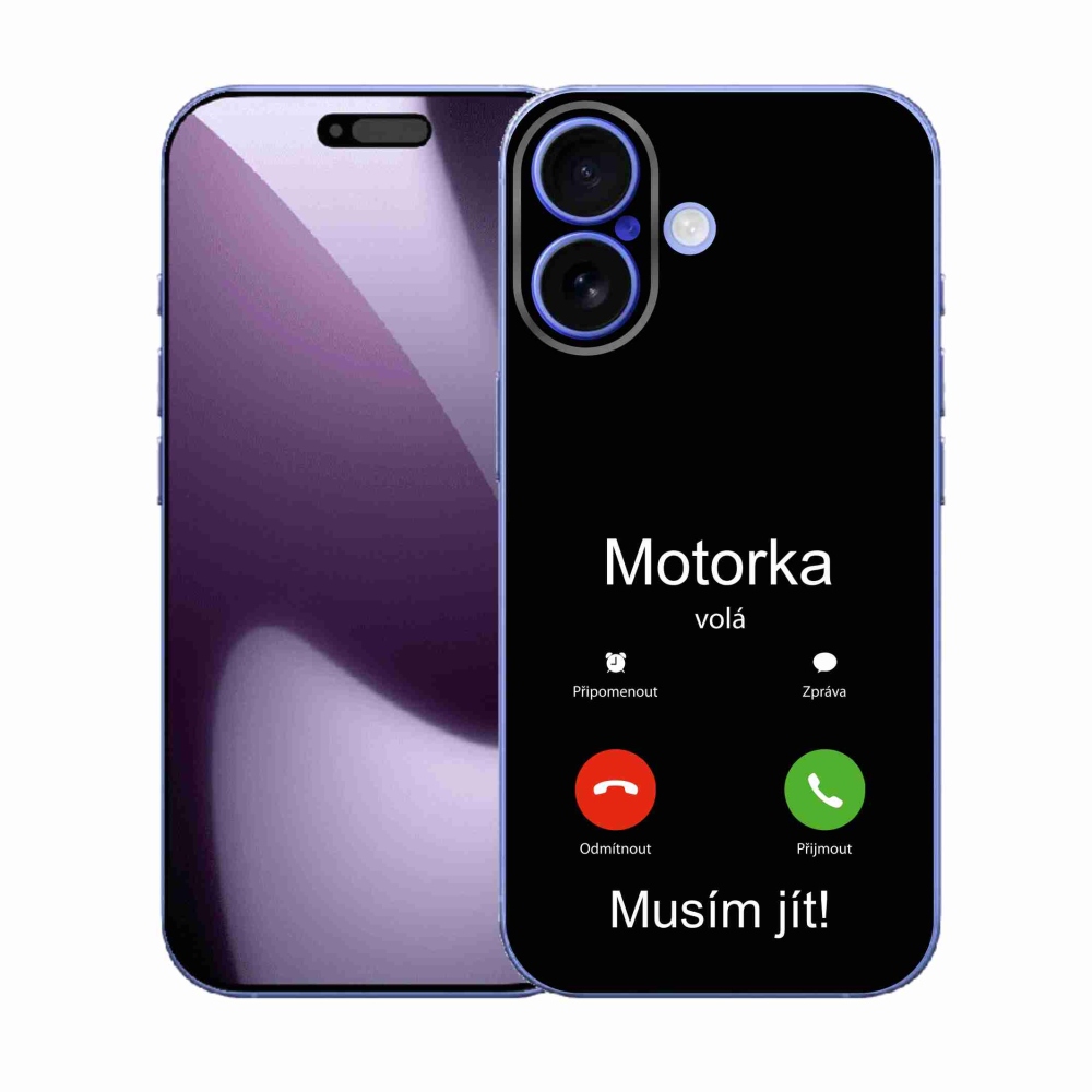 Gélový kryt mmCase na iPhone 17 - motorka volá čierne pozadie
