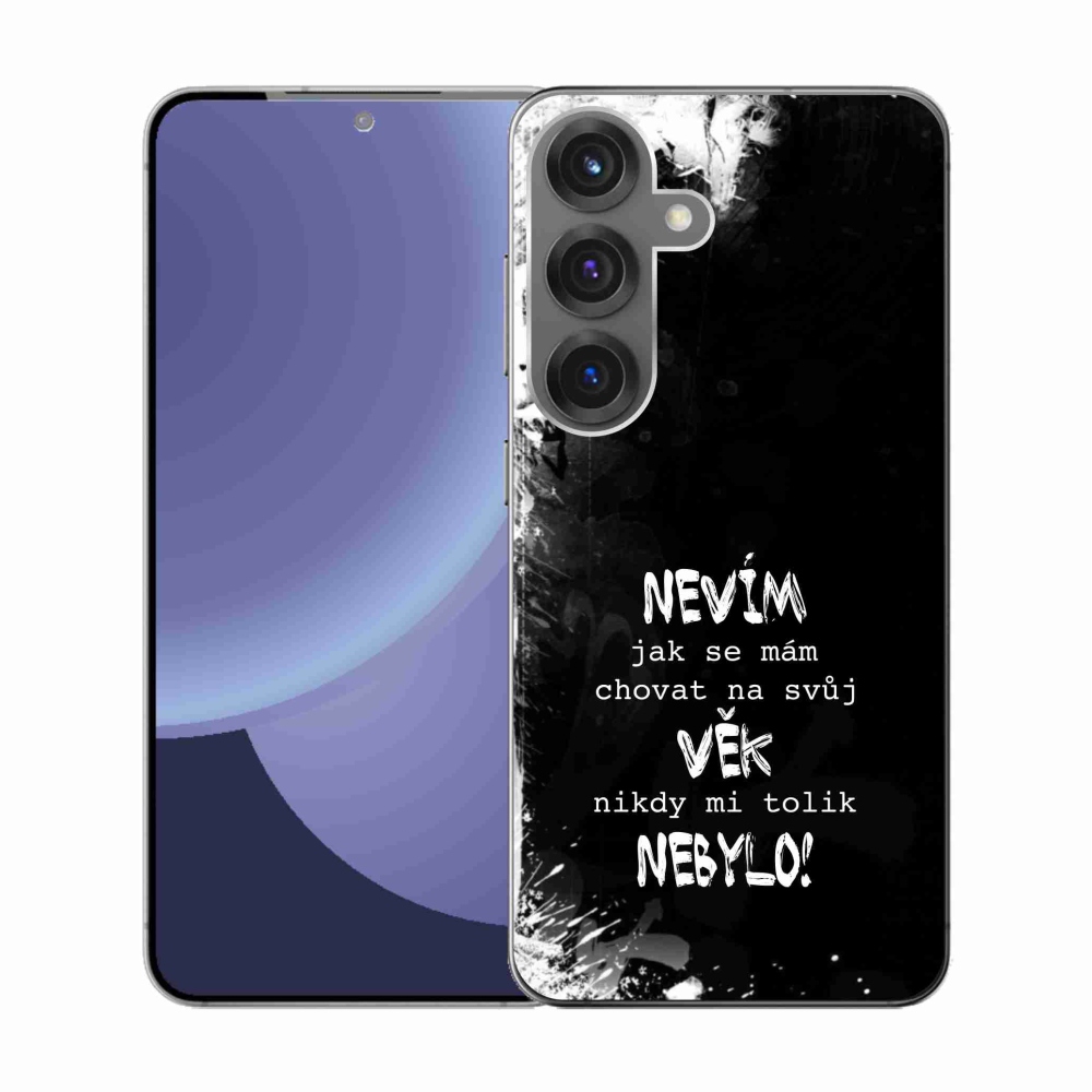 Gélový kryt mmCase na Samsung Galaxy S25 - vtipný text 14 čierne pozadie